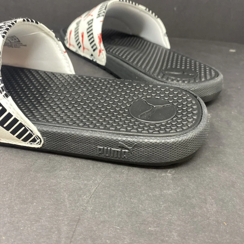 Puma Junior Size 7 Cool Cat Bold Boys BX JR Slide Sandals White Black Red Kid 7C